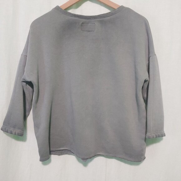 American Eagle sweatshirt women's pullover 3/4 sleeve grey Small - Picture 2 of 8